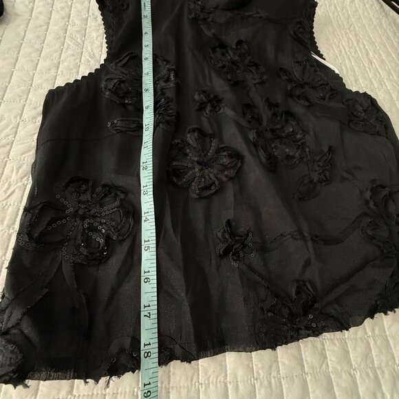 Flora Bea NYC Womens Black Sequin Floral 2-Piece Set S - Top & Wide-Leg Pants - Picture 8 of 13